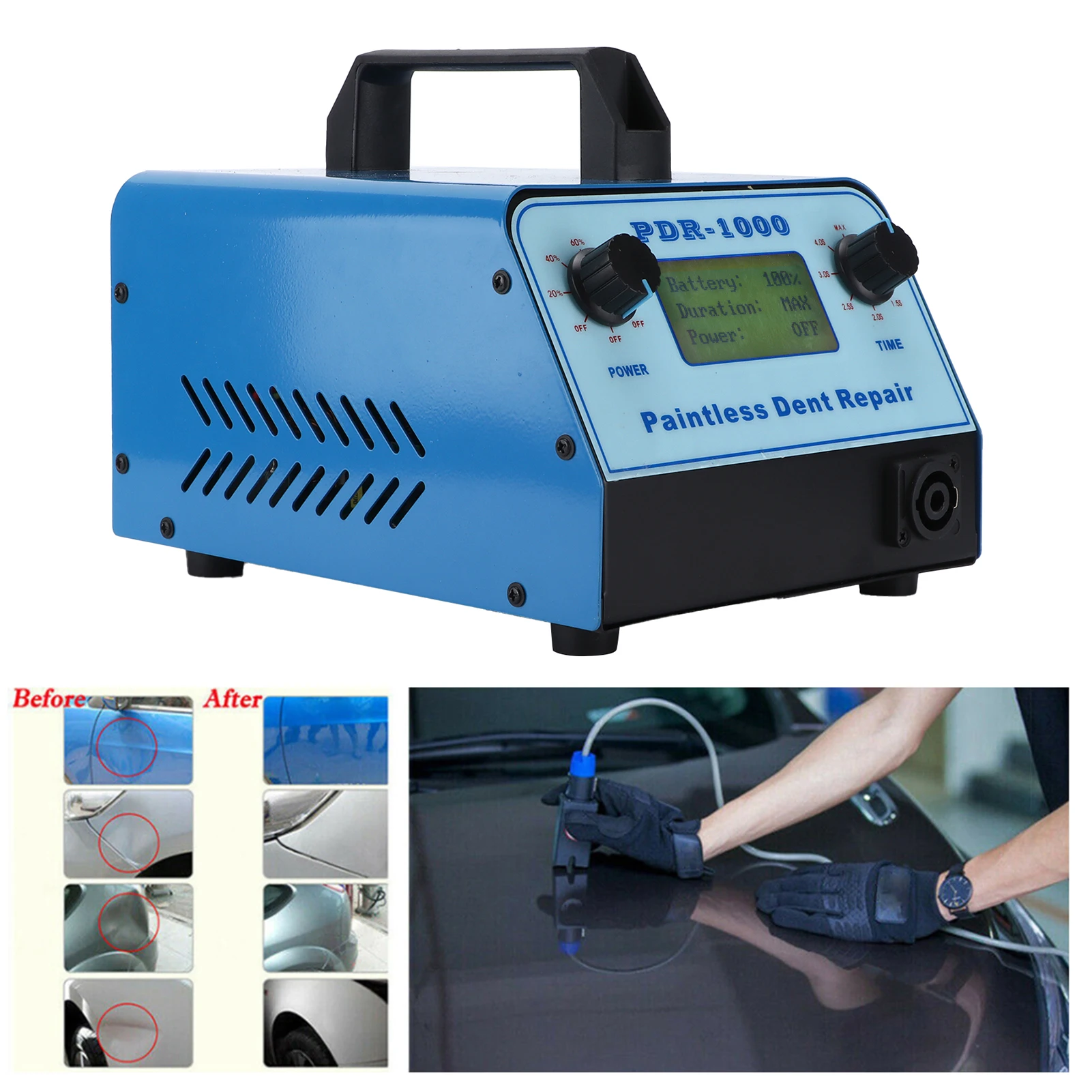 1000W Paintless Dent Repair Tool Car Body Sheet Metal Ice Pits Hail Damage Removal Induction Heater Blue