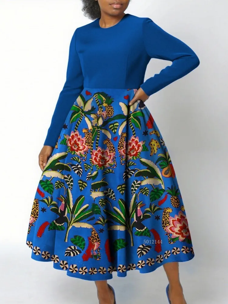 Autunno Inverno Africa Abbigliamento Abito a maniche lunghe Abiti africani per le donne Abito da sera sottile da donna da ufficio con o-collo sexy