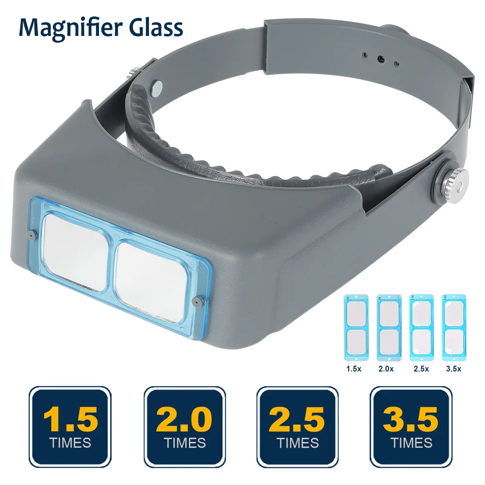 

Очки с креплением на голову, Оптическая лупа с 4 линзами, 1,5x, 2X, 2,5x, 3,5x