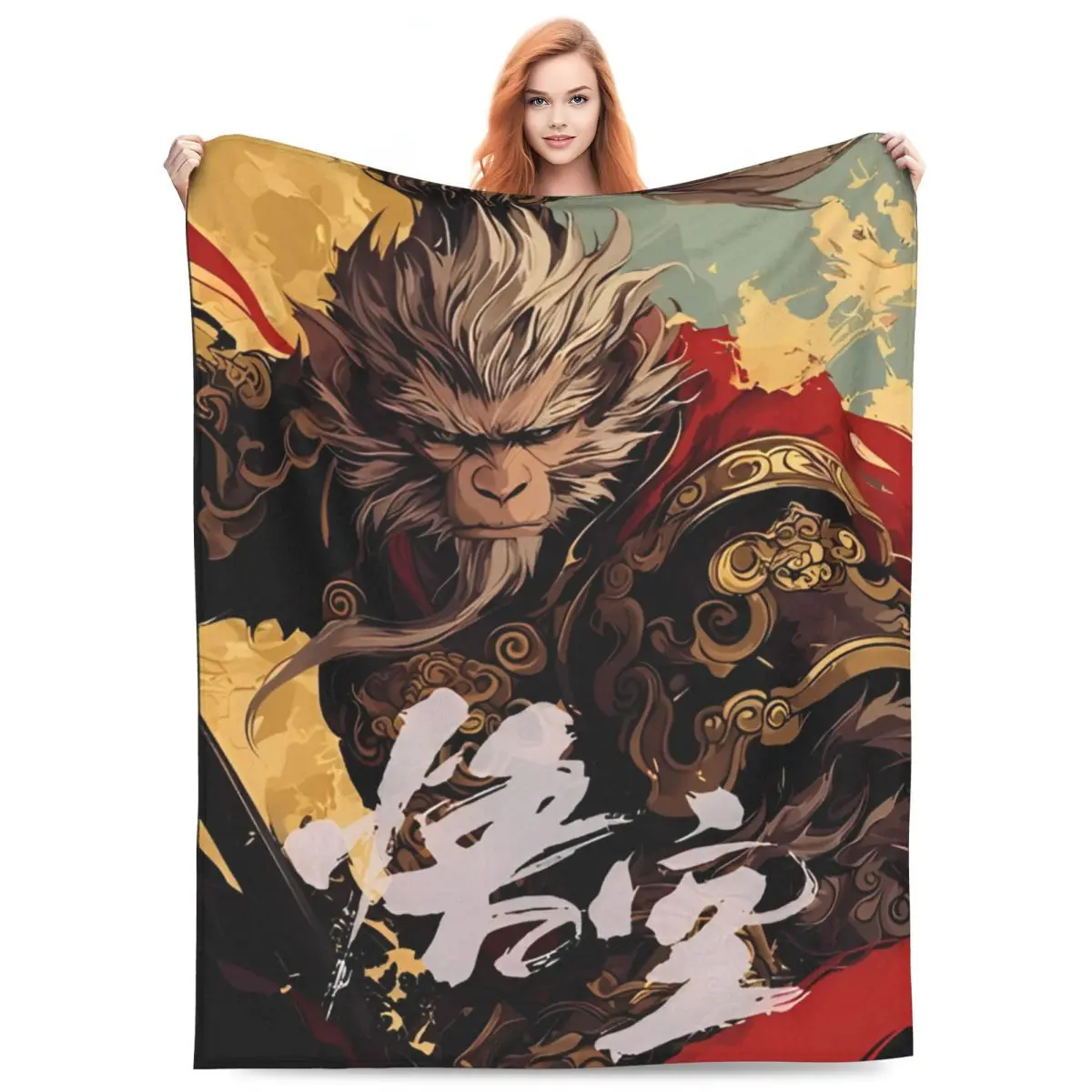 

Black Myth Wukong Video Game Blanket Flannel Bedding Funny Gaming Throw Blanket Cozy Super Soft for Couch Bedding Throws