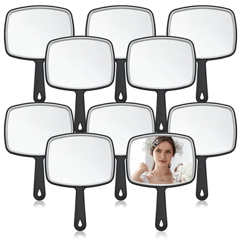 

BAAO-10Pcs Portable Wall Mirror With Handle Multi Barber Mirror For Vanity Makeup Salon Travel