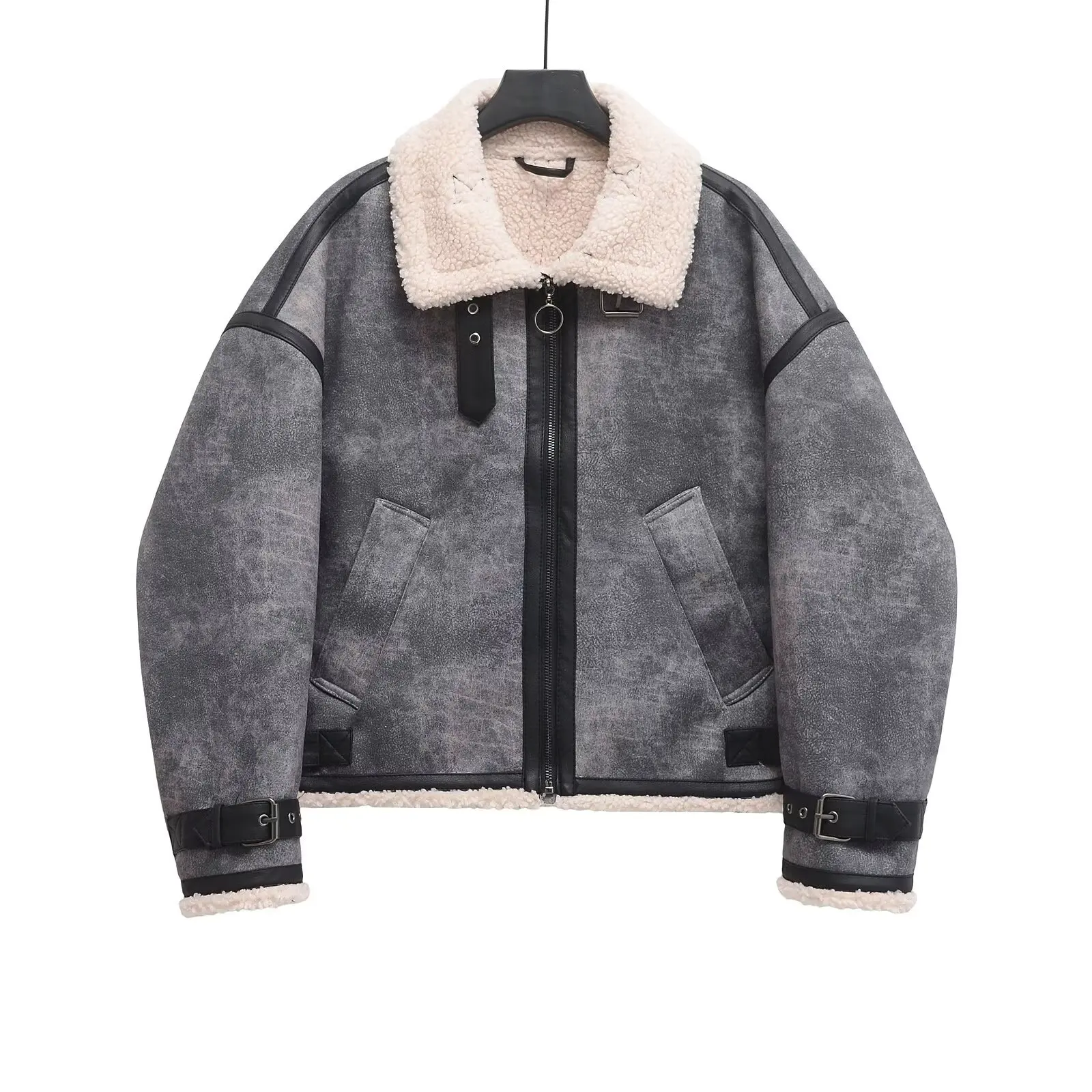 

Leather Fur Hot Coat for Women Warm Thickened Faux Fur Coats Autumn Winter Suede Jacket Coats Woman Wool Blend Zipper Outerwear