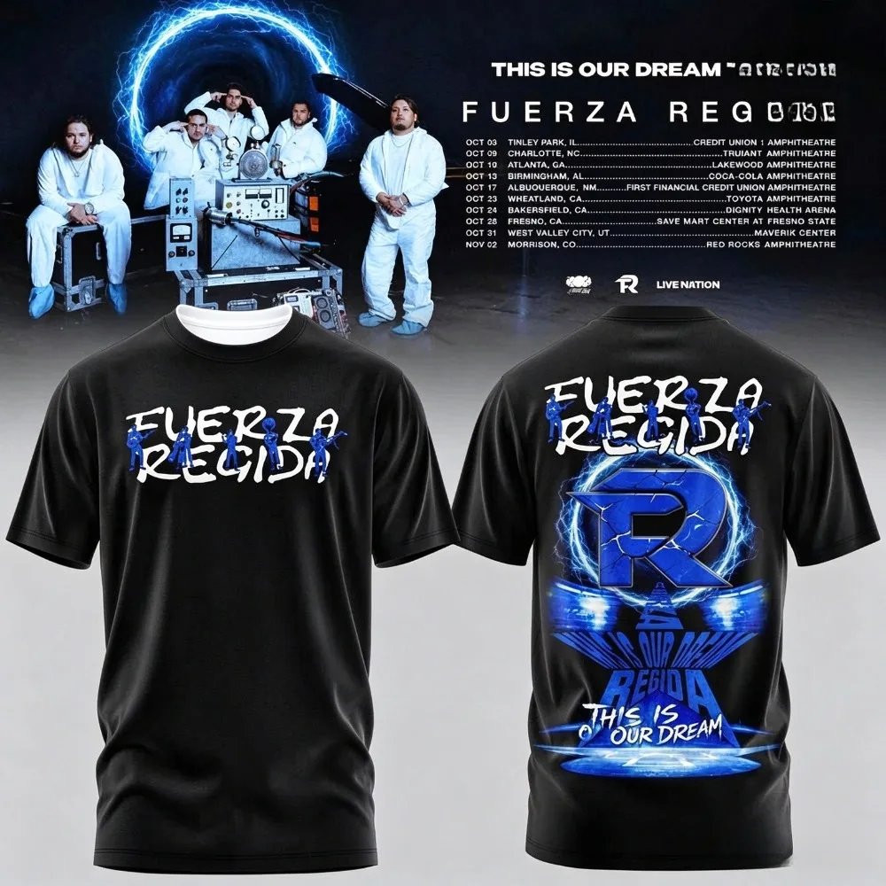 Fuerza Regida This Is Our Dream Tour 2026 Leg 2 T-Shirt Front Back Graphic Print Music Fans Women Men Short Sleeve Tee