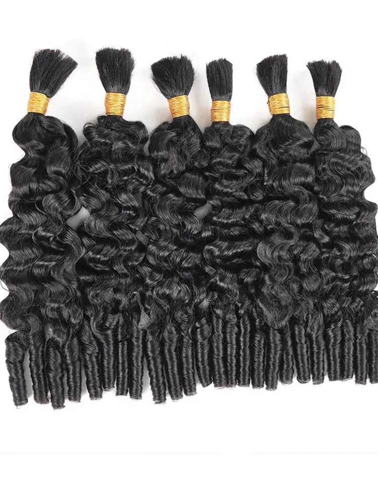 Bulk Hair For Braiding Burmese Curly Human Hair Extensions Natural Black For Boho Braids Raw Human Hair Bundles No Weft