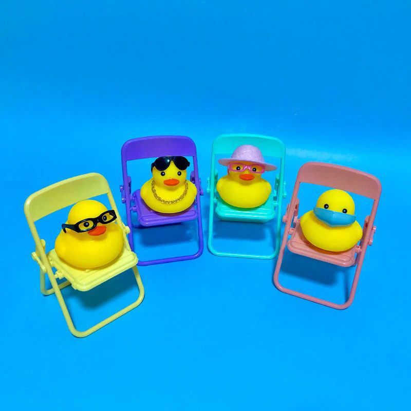 Duck Car Dashboard Decorations Rubber Duck Car Ornaments Cool Duck Accessories with Mini Swim Ring Sun Hat Necklace and Sunglass