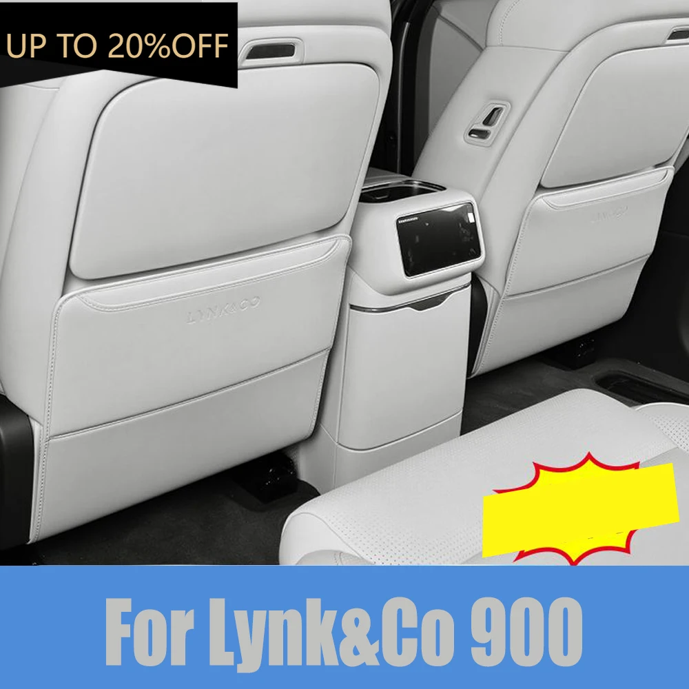 

Car Rear Seat Anti-Kick Leather Pad Back Seats Frame Armrest Anti-dirty Cover trim For Lynk&Co 900 2025 2026 Accessories