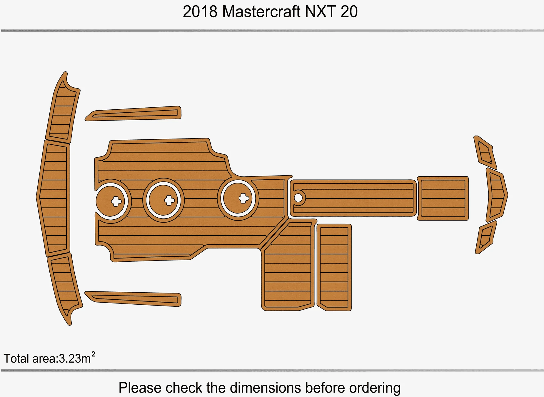 Marine Faux Teak EVA Non-Slip Mat - 2018 Mastercraft NXT 20 Self-Adhesive 1/4