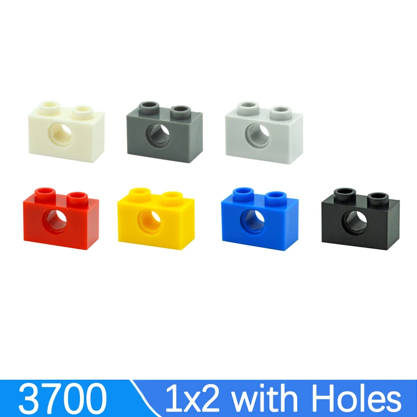 30Pcs MOC Assembles Particles 3700 Brick 1x2 with Hole Thick Building Blocks Parts Classic Brand Kids DIY Technical Gift Toy