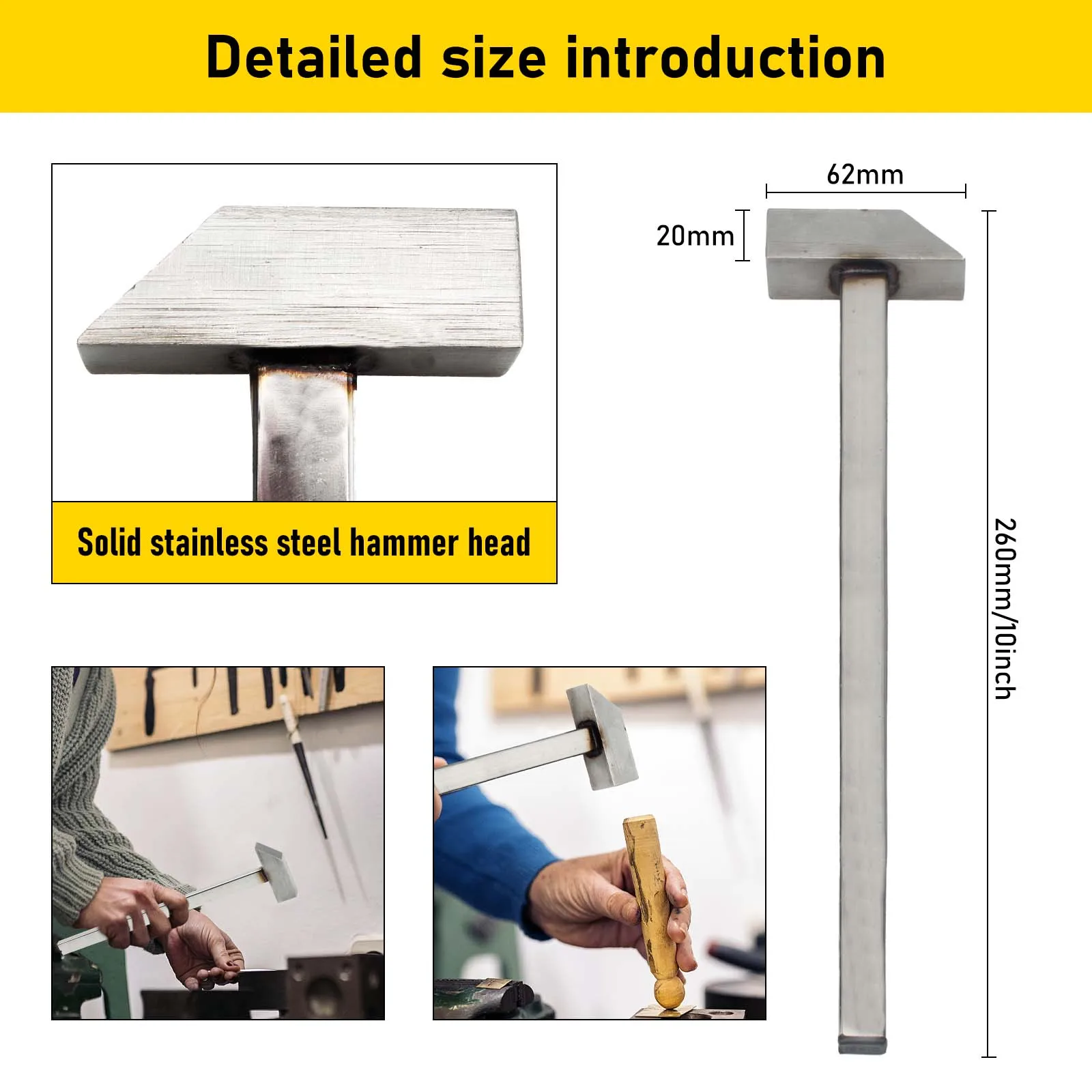 Premium Multi-Purpose Stainless Steel Square Hammers – Durable Iron Handle Tools for Jewelry Making, DIY & Precision Metalwork
