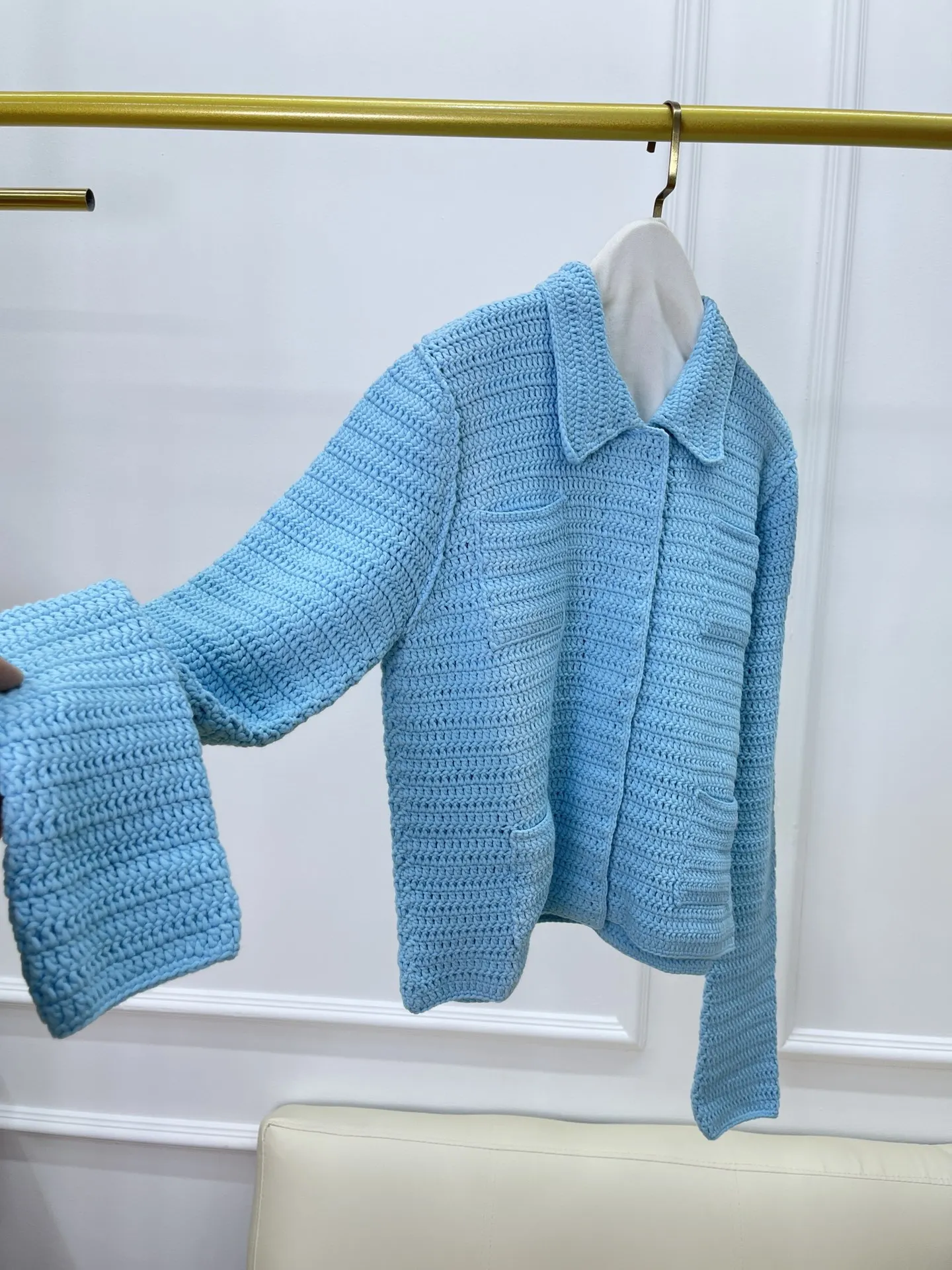 Blue knitted suit