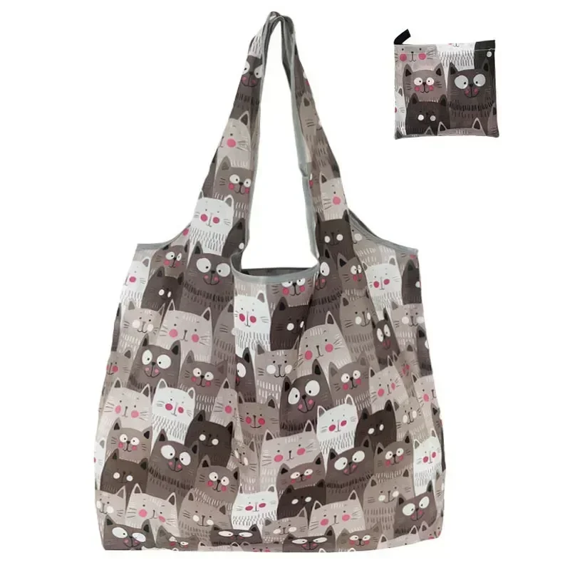 Reusable Shopping Bags Foldable Large Size Women Shopping Bags Totes Handbags Washable Cloth Eco-Friendly Grocery Bags