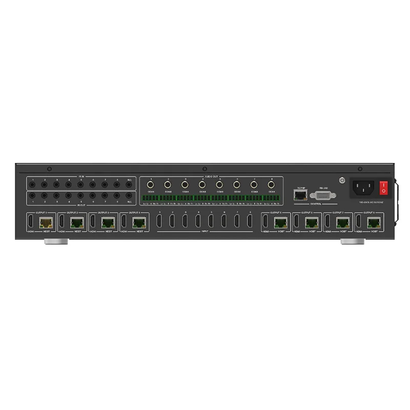 8x8 HDMI Matrix 4K60Hz 4:4:4 HDBaseT Extend 150m via Cat5e/6/7 Cable Support IR RS-232 LAN Web GUI HDMI 2.0 HDCP 2.2