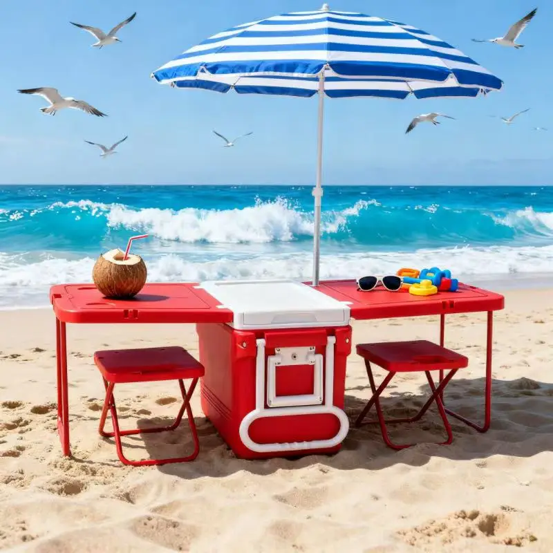 

32L Portable Cooler Box For Outdoor Camping Multi-Function Trolley Travel Fishing Car Portable Table Chairs For Food Use