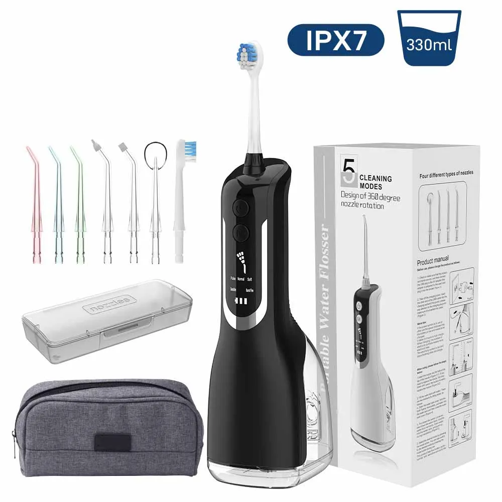 

Schoben Portable Oral Irrigator USB Rechargeable Water Flosser Dental Water Jet 350ML Water Tank IPX7 Waterproof Teeth Cleaner