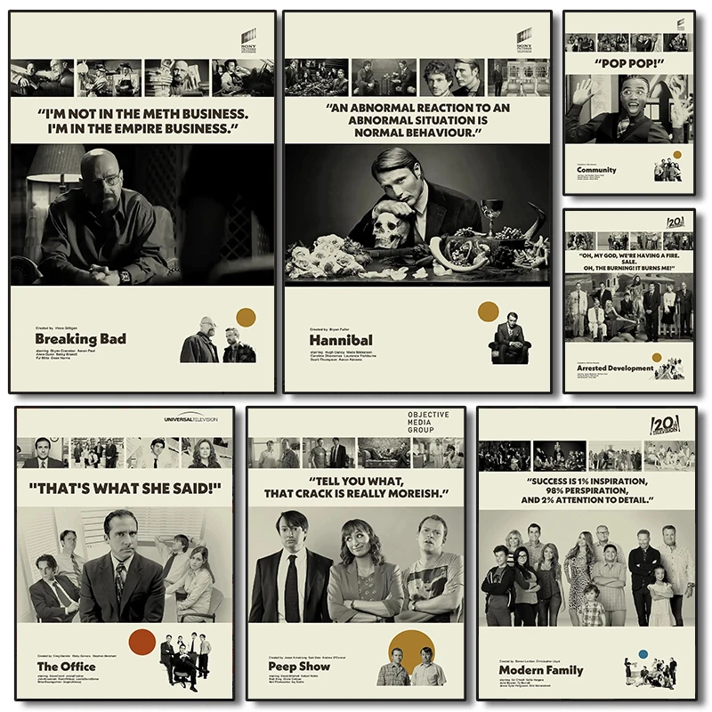 Classic Films and TV series Retro Collection Poster Minimalism Prints Canvas Painting TV play Wall Art Pictures Home Room Decor