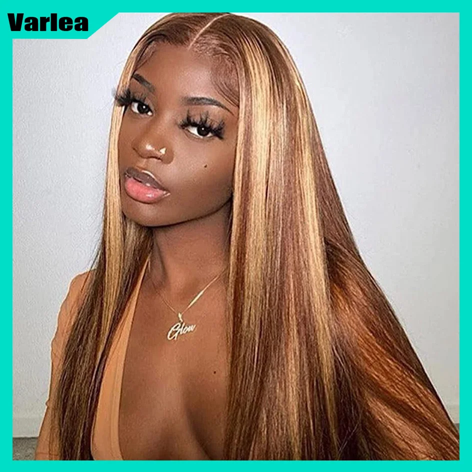 Varlea 13x4 Hd Lace Frontal Wigs Straight Hd Lace Frontal Wig 13x6 Brown Highlights Lace Front Wigs Human Hair Honey Blonde Wig