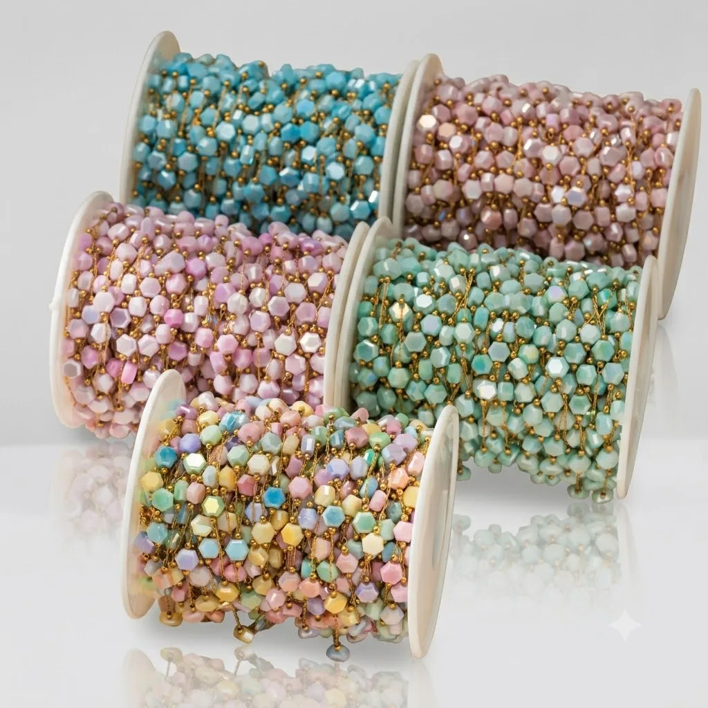 0.5Meter 1Meter Stainless Steel Hexagon Beaded Gold Color Chains For DIY Women Pendant Necklace Bracelet Jewelry Making Findings