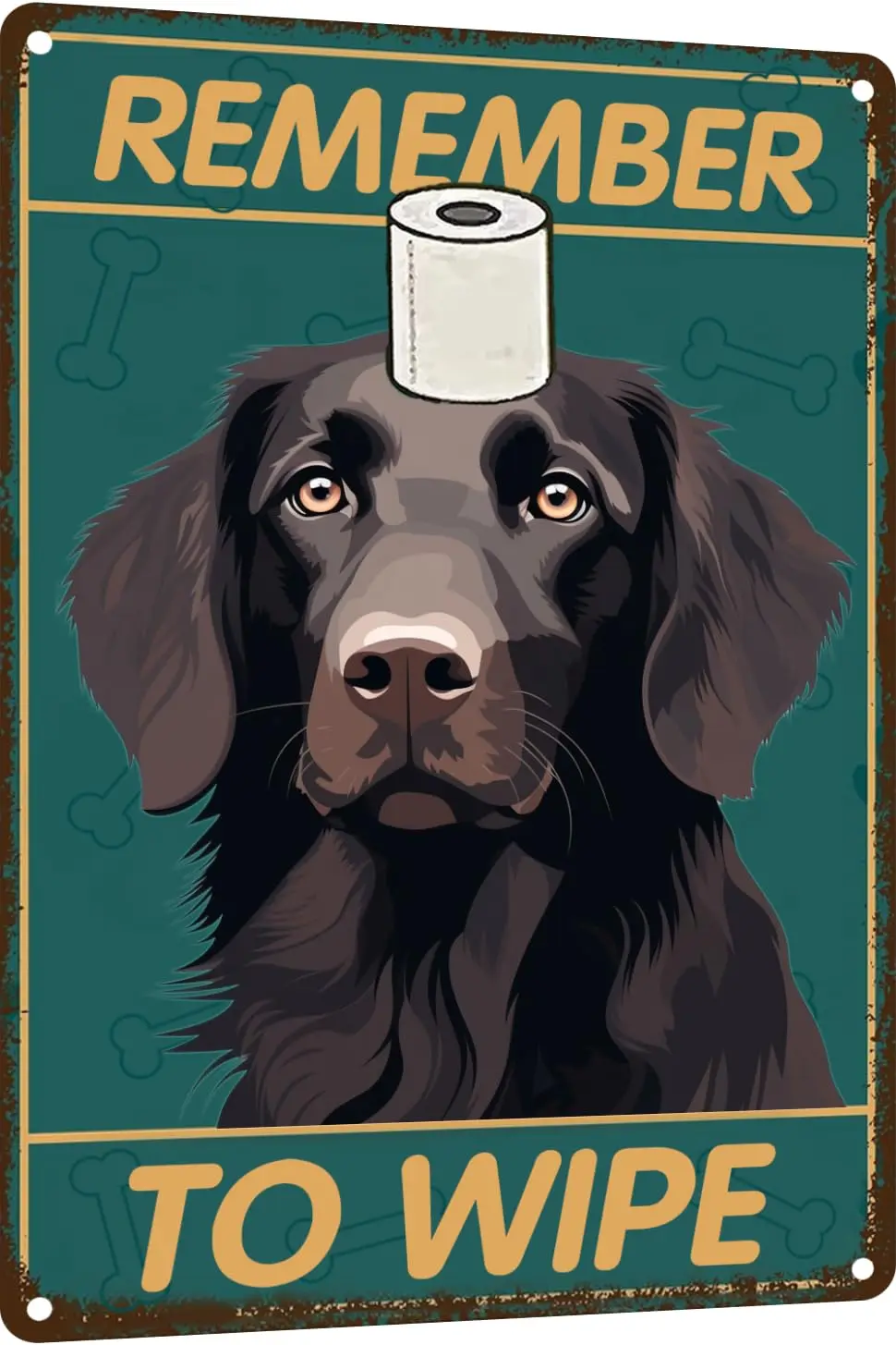 TopPacific Flat-Coated Retriever Bathroom Wall Decor Dog Signs Metal Tin Sign - Remember to Wipe Bathroom Decor - es Decor Dog P