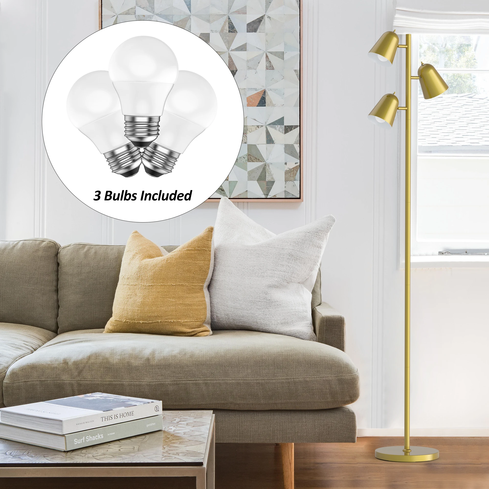 68" Tree Floor Lamp with 3 Bulbs Included