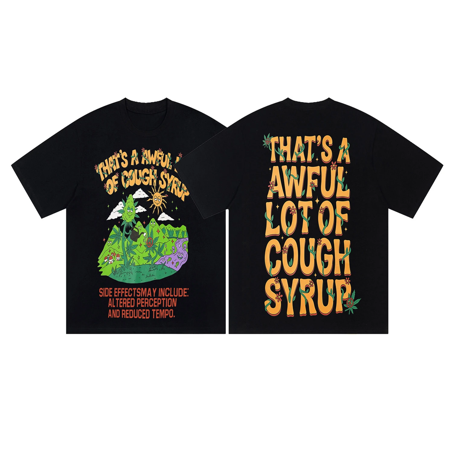 Retro THAT. SA AWFUL LOT OF COUGH SYRUP Cotton Tees Graphic Printing High-end Luxury Unisex Style Both of Men and Women