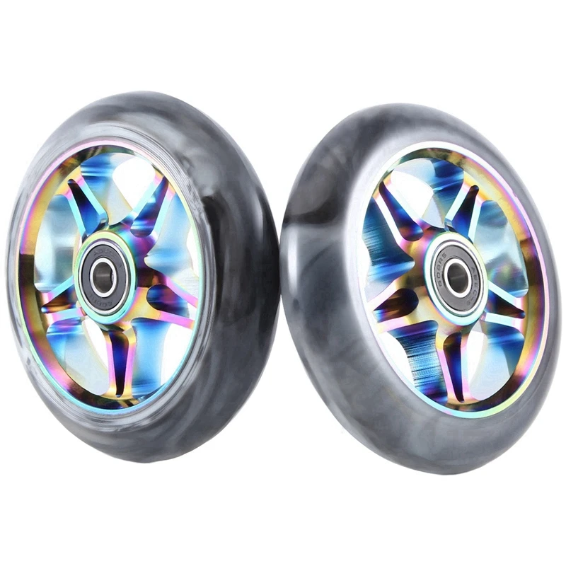 2Pcs Electric Scooter Wheel Scooter Replacement Wheels With Bearing Stunt Scooter Pu Wheels Scooter Accessories Component