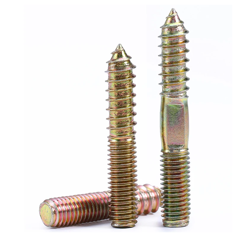 Wkręty samogwintujące do mebli z podwójną końcówką M6M8M10 Śruba wieszakowa Kołki drewno-metalowe Śruba z podwójną główką Śruba samogwintująca