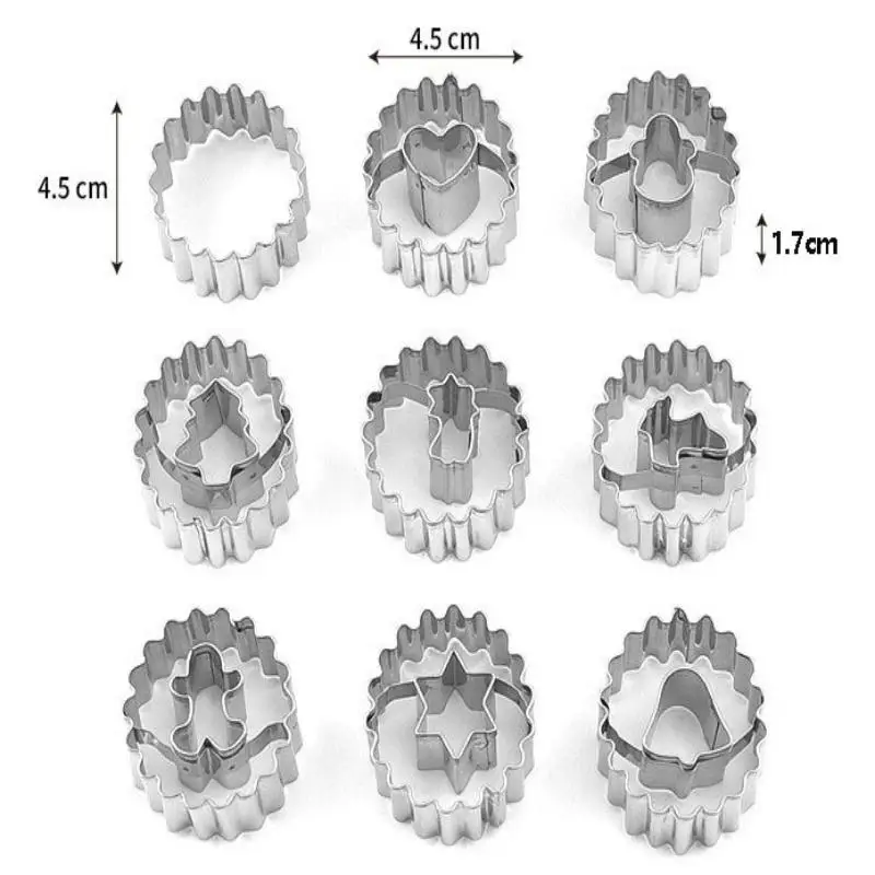 

9PCS Biscuit Molds Cake Decorating Molds Baking Tools Stainless Steel Cookie Cutters Flower Heart Shape Candy Mold