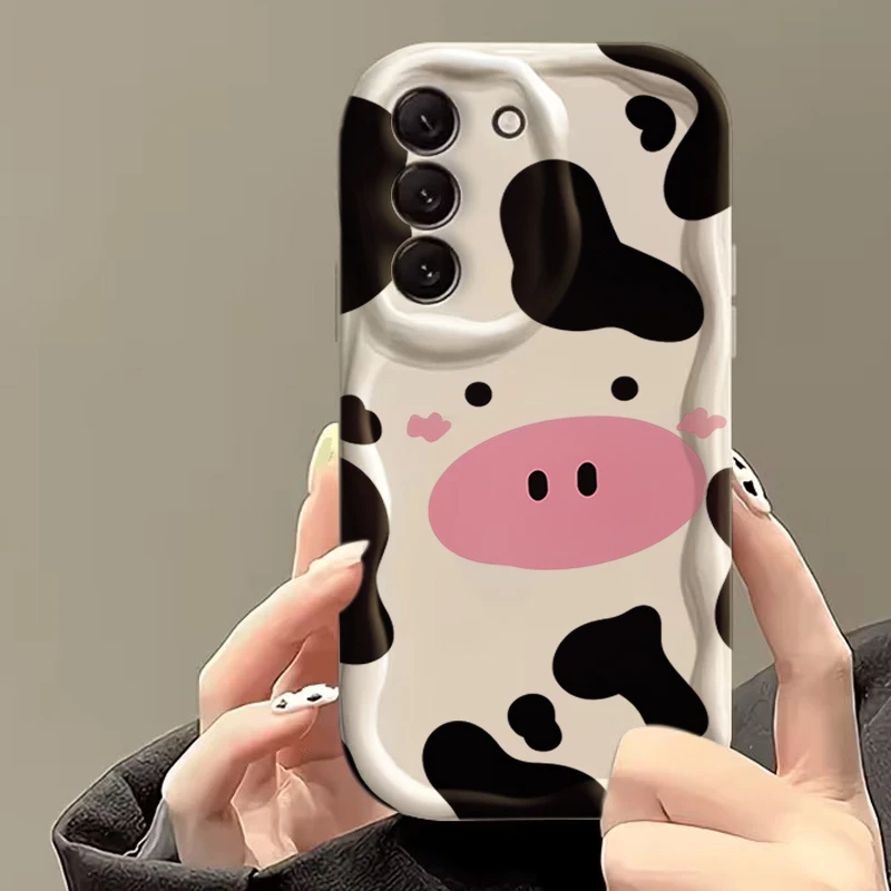 Capa de Celular Estampa de Vaca para Samsung Galaxy S26 S25 S24 S23 S22 Ultra Plus S21 FE 5G Capa para A17 A27 A37 A57 A56 A55 A54 A53 Funda