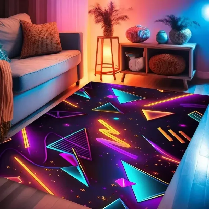 Stone Play Mat, E-Sport Carpet, Gamer mat, Gaming Rug, Game mats Geometric Rugs Play Room Neon Decor Rug Neon Look Rug Area Rug