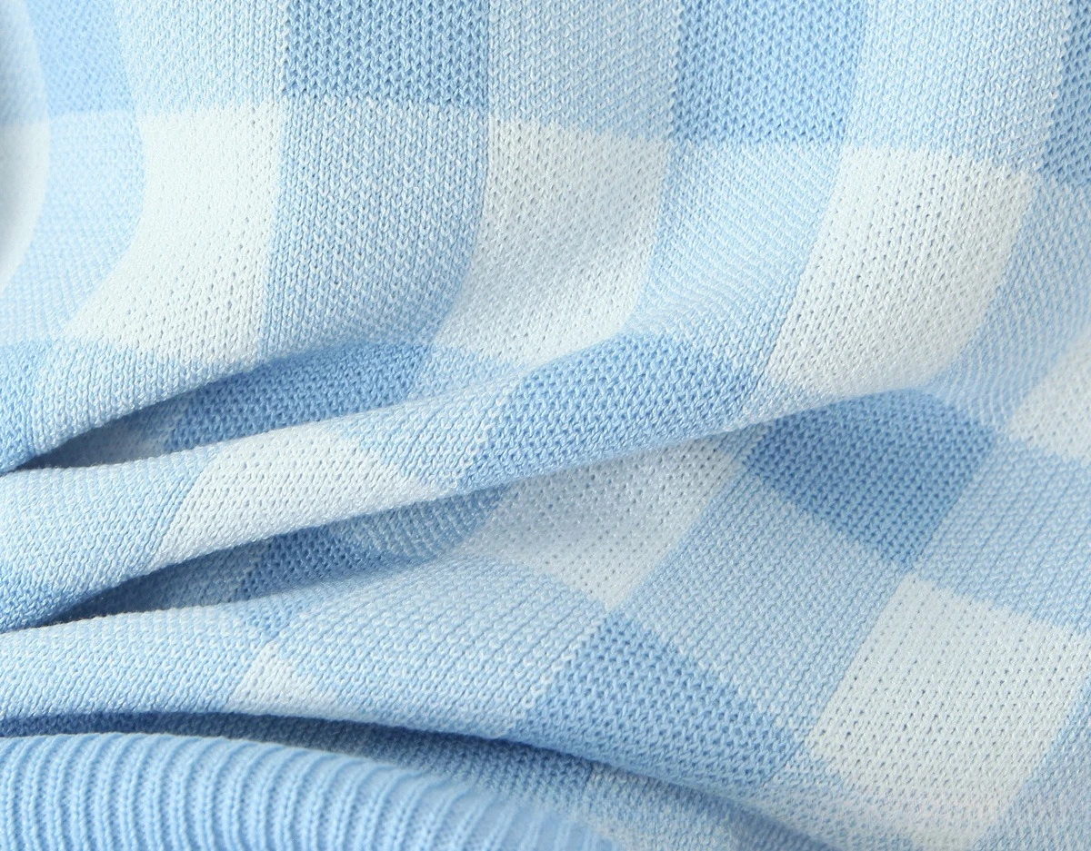 เสื้อคลุมคาร์ดิแกนลายสก็อตสีน้ำเงินขาวทันสมัย Mingmingxi สำหรับผู้หญิง เสื้อถักน้ำหนักเบา Y2k ชุดฤดูใบไม้ร่วง เสื้อผ้าแฟชั่น 2025