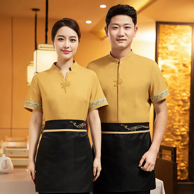 Dining Waiter Workwear Short Sleeve Women's Chinese Restaurant Hot Pot Restaurant Restaurant Tea House Hotel Summer Short Sleeve