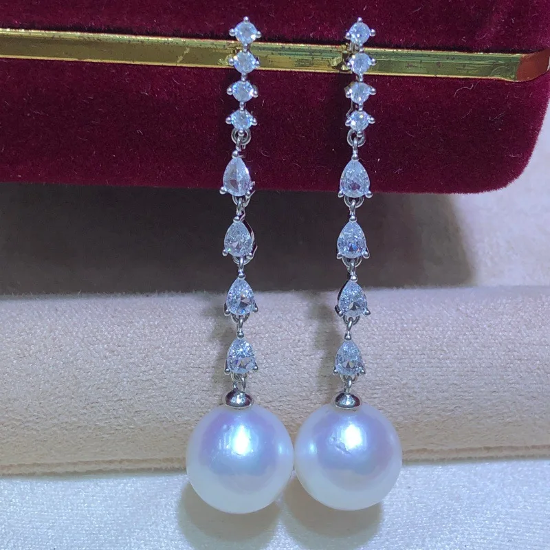 Wholesale S925 Sterling Silver Earrings Mount Findings Settings Base Mounting Parts Accessory for 8-13mm Pearls 5 pairs/lot