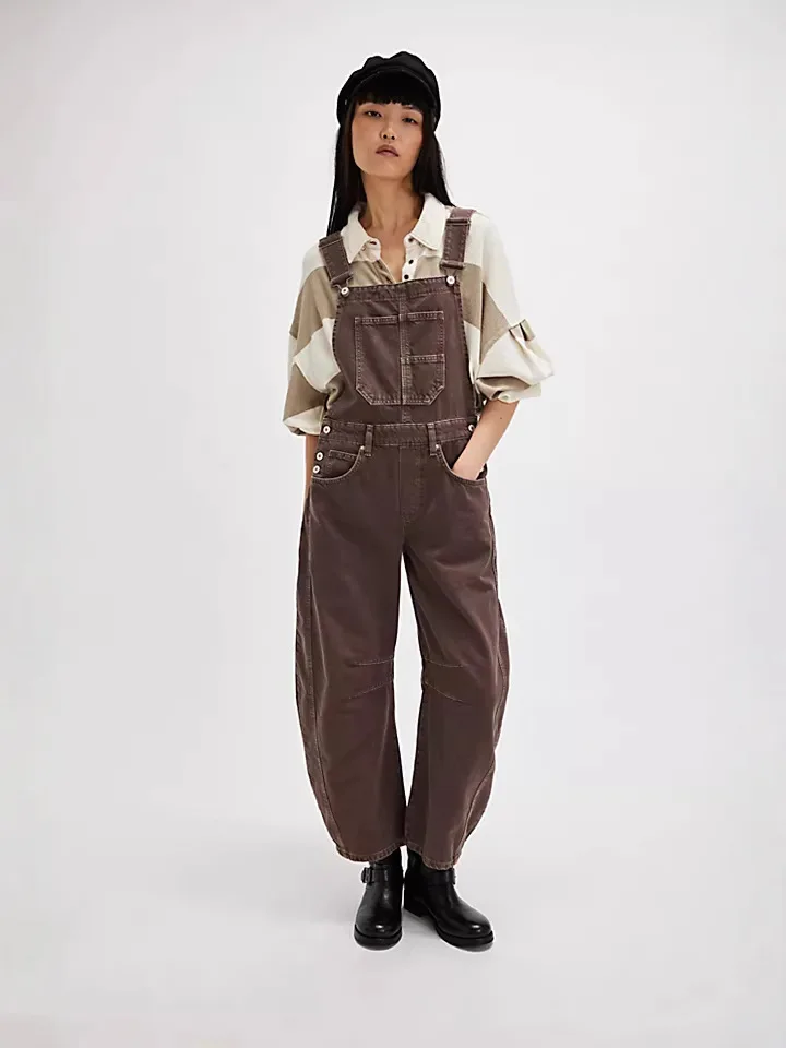 

Authentic Overalls Distressed Relaxed Straight Overalls MultiPocket Utility Workwear Overalls Oversized Retro Straight