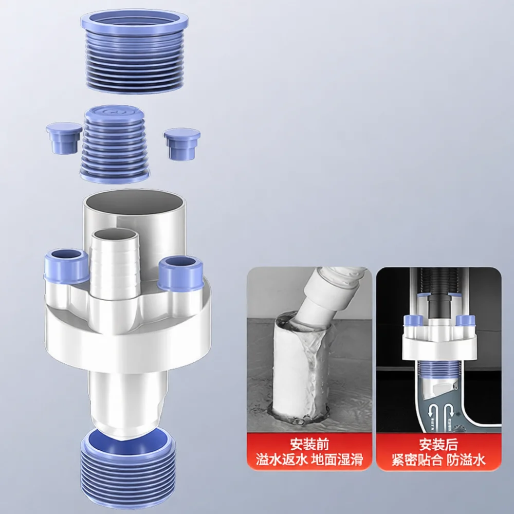 Kitchen Sink Drain Pipe Connector Multi Way Anti Odor Sealing Adapter ABS Fitting For Basin Sewer Bathroom Plumbing Parts
