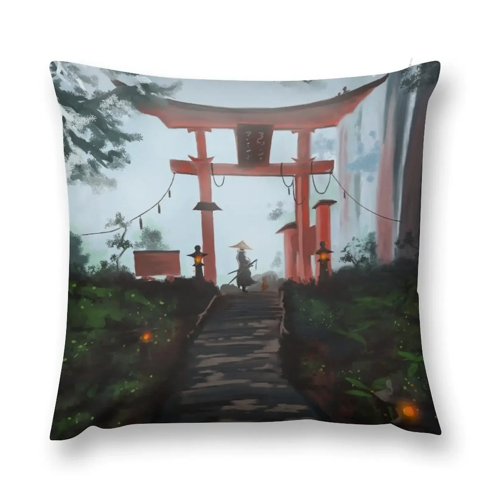 The samurai and the torii Throw Pillow Sofa Cushion Cover Sofa Covers Sofa Decorative Covers Elastic Cover For pillow