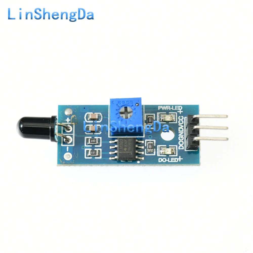 Blue board flame sensor module, fire source detection module, infrared receiving module, 3-wire system, 4-wire system