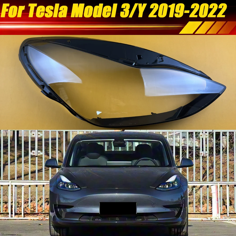 

For Tesla Model 3/Y 2019 2020 2021 2022 With Lens Lamp Shade Headlight Shell Lens Headlamp Cover Replace Original Lampshade