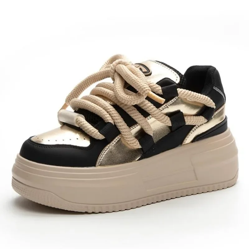 

Высокое качество, 7 см, натуральная кожа, сетка, синтетическая платформа, женские кроссовки на массивном каблуке, осенние ботильоны-лодочки, женская мода