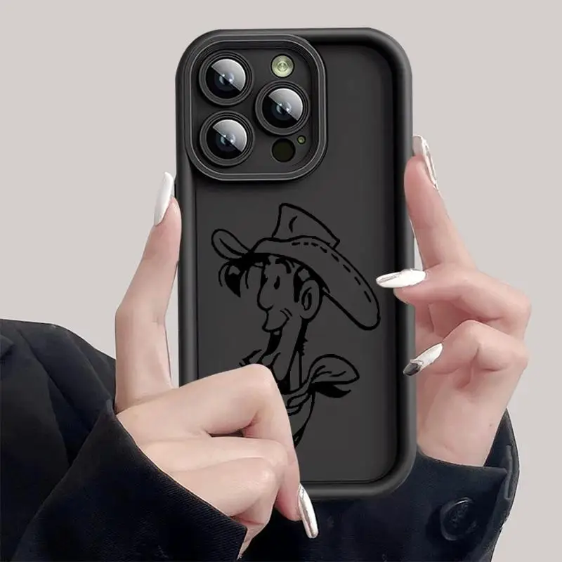 Cartoon Drawing-Laughing-Man 3d Edges Phone Case for iPhone 15 Pro Max 14 13 Plus 12 11 MINI XR X XS Ladder Candy Silicone Funda