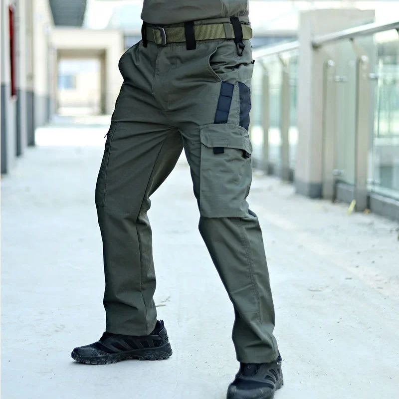 

Summer Quick Dry Pants Men Tactical Cargo Trousers Outdoor Work Waterproof Cargo Trousers Multi-pocket Wear-Resistant Train Pant