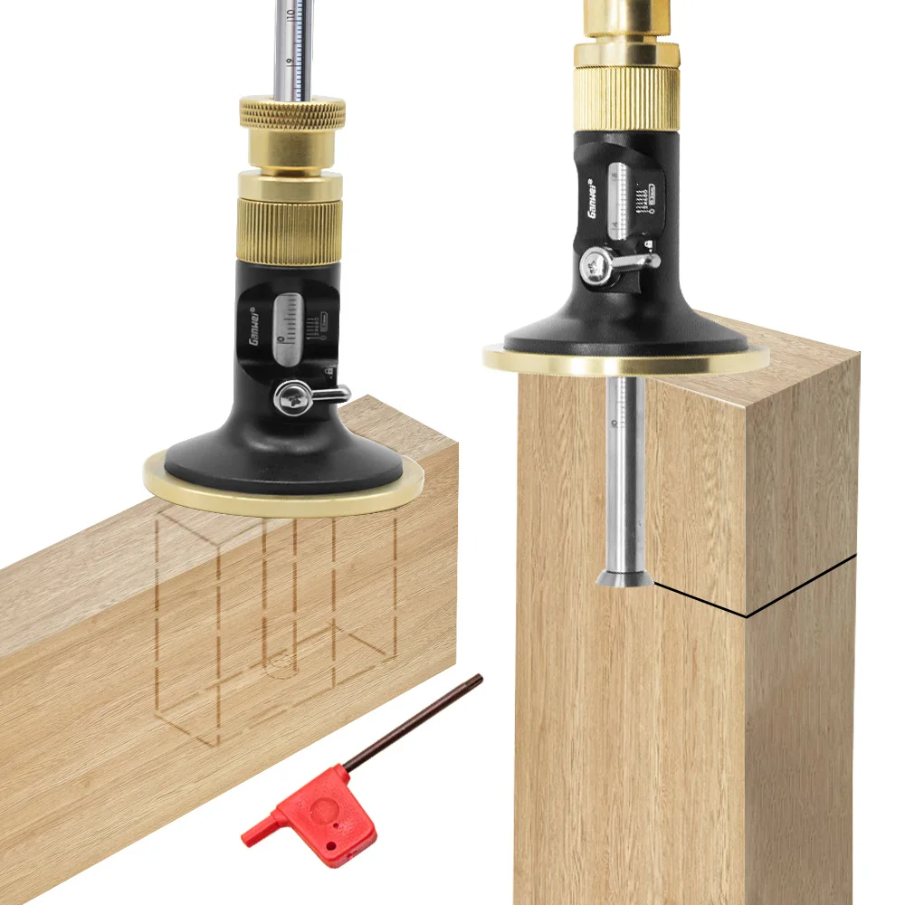 Wheel Marking Gauge Woodworking Marking Scriber Kit with 10 Replacement Cutters Solid Metal Bar Wood Scribe Tool for Carpenter
