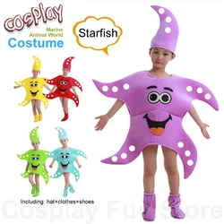 Kids Anime Starfish Cosplay Costume Suede Performance Suits Adult Child Dancing Dress Marine Life Clothing Set Hat Clothes Shoes