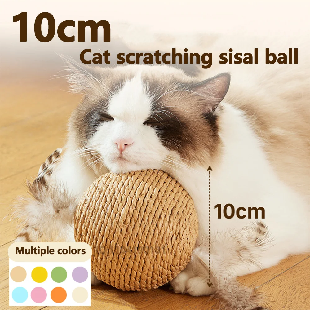 10CM Interactive Sisal Cat Scratching Ball Toy For Kitten Grinding Paws Toys Cats Scratcher Wear-resistant Pet Furniture supplie