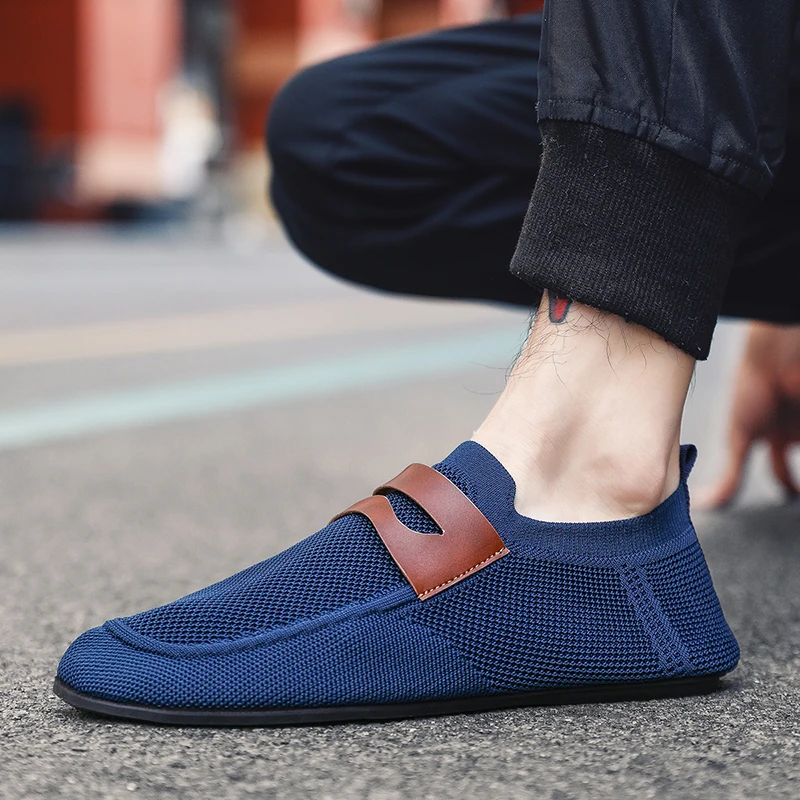 

MAEDEF Round Toe Flat Shoes Solid Color Men Slip on Shoes Casual Breathable Comfortable Men Mesh Loafer Shoe Outdoor Loafers Man