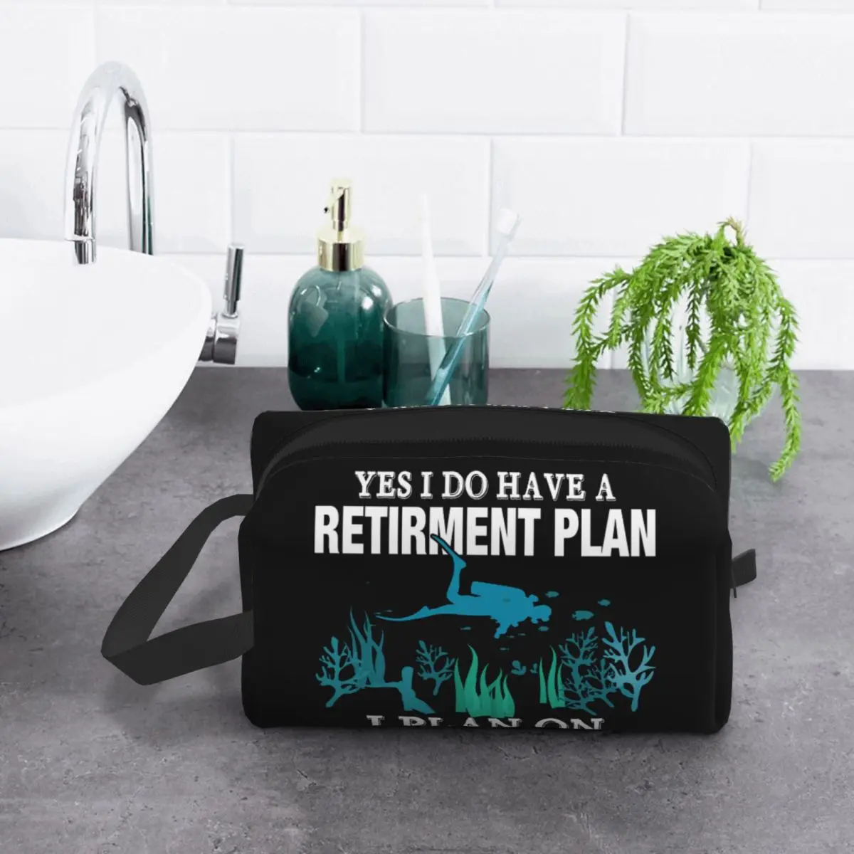 مخصص أنا خطط على الغوص حقيبة مستحضرات التجميل النساء Kawaii سعة كبيرة غواص إقتباس حقيبة مستحضرات تجميل تخزين مستحضرات التجميل حقائب الزينة