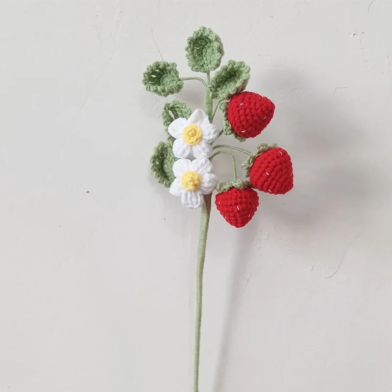 Fertig gehäkelte Fruchtzweige, kreativer handgemachter Frucht-Blumenstrauß, künstliche Pflanzen zur Raumdekoration – Detail 6