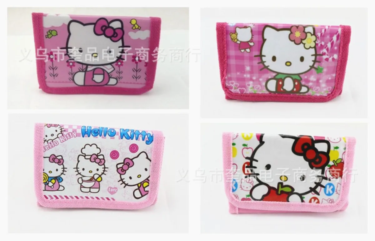 4pcs Hello Kitty Wallet With Zipper Cute Catton Cat Kids Coin Purse Storage Bag Party Supplies Boys Girls Pouch Gifts