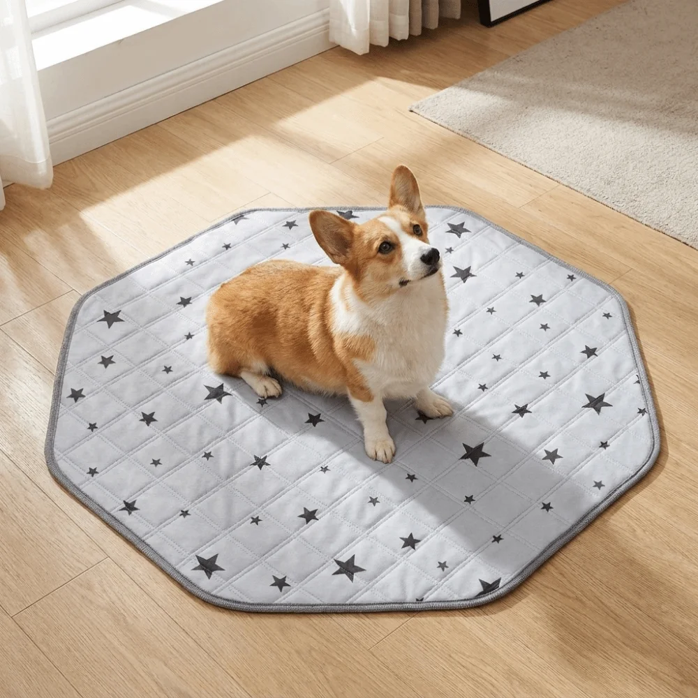 Anti Slip Octagonal Dog Urine Pad Absorbent Washable Pet Diaper Mat Reusable Puppy Training Pad Cage Accessories
