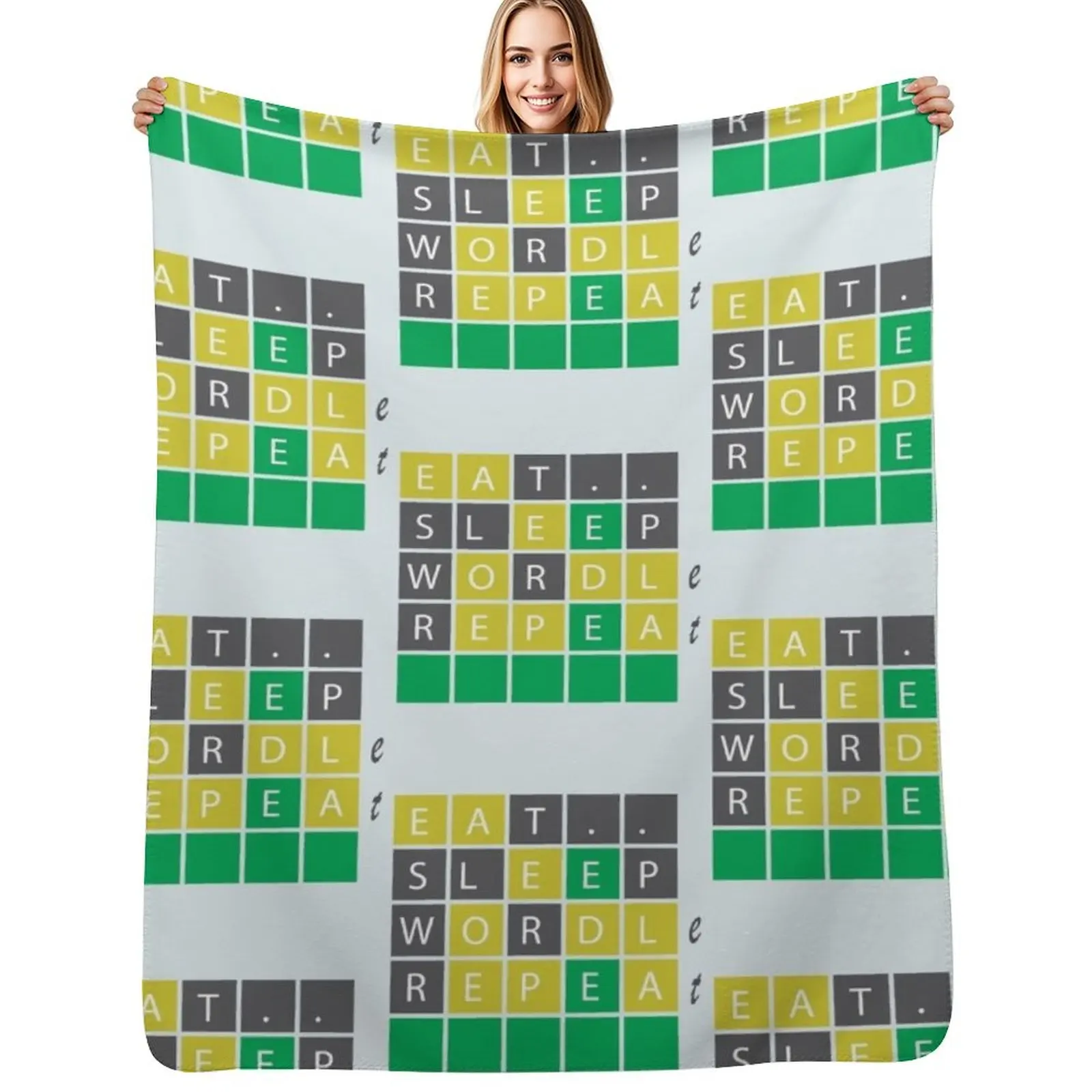 eat sleep wordle repeat, expert wordle, wordle today, wordle obsessed, march birth month, football C Throw Blanket