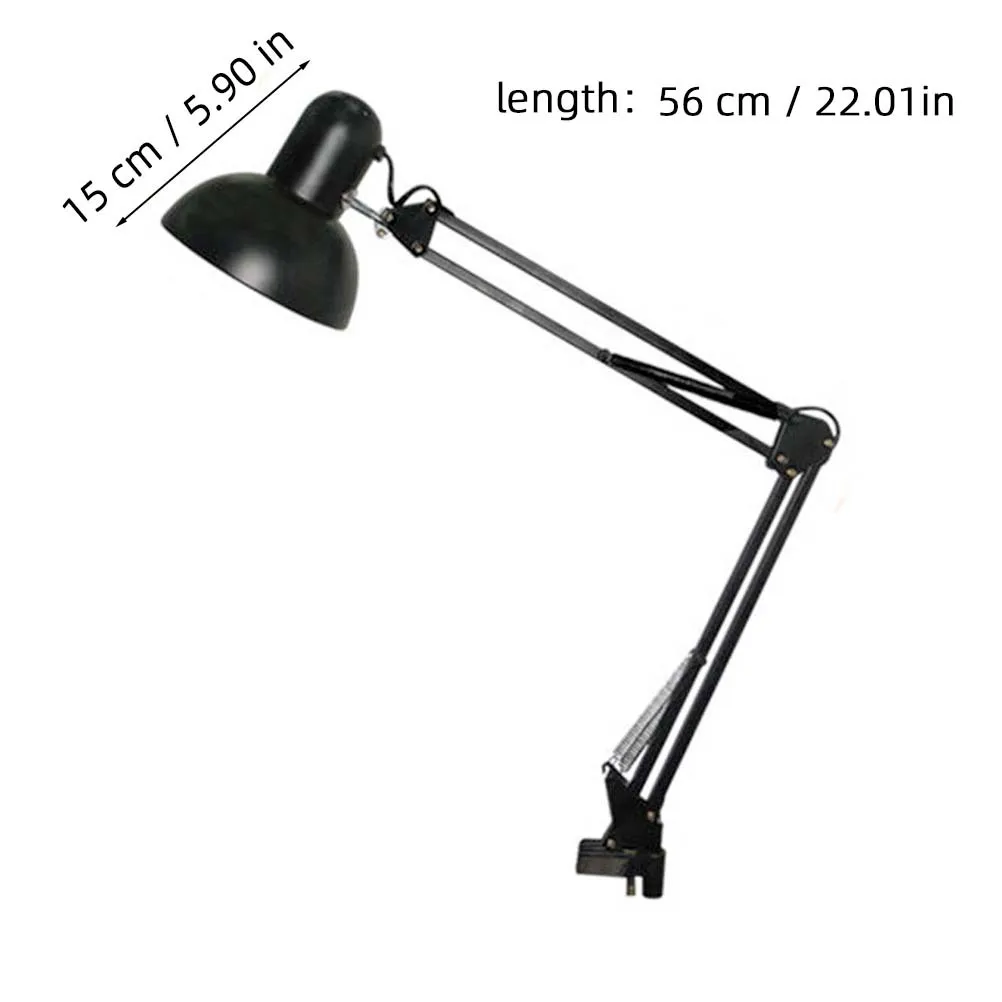 ماتي الأسود الصابورة مرنة سوينغ الذراع المشبك جبل مصباح مكتب مكتب منزلي ضوء الصلب الربيع التحكم في التوتر دون لمبة